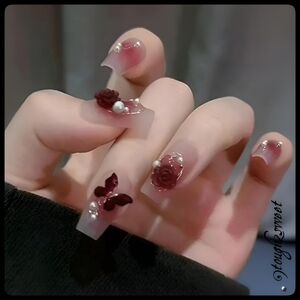 🆕LAST 1🌹$6 OR 2 FOR $10~CHIC FLORAL BUTTERFLY AND ROSES 24 DESIGNER NAILS